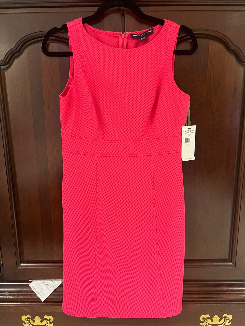 American Living Sleeveless Hot Pink Midi Sheath Dress for office work bright